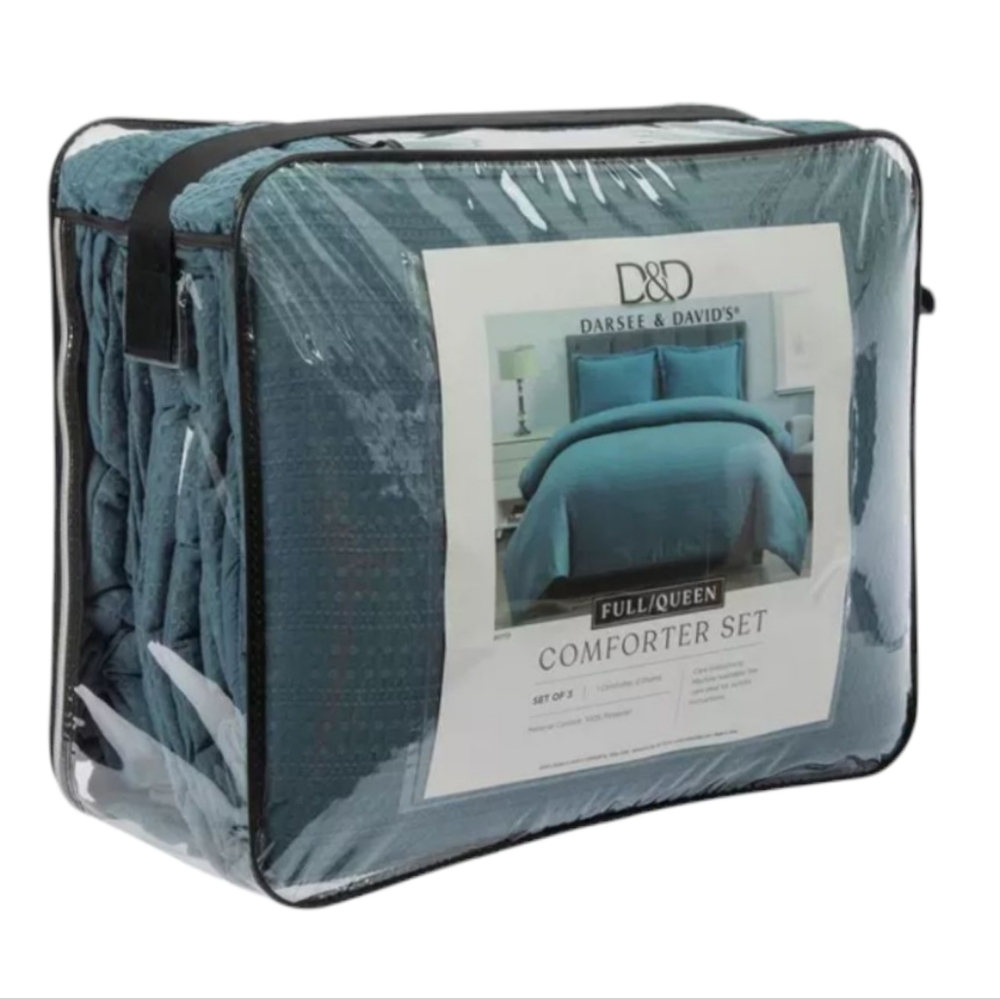 Blue Embroidered Queen Size Comforter Set